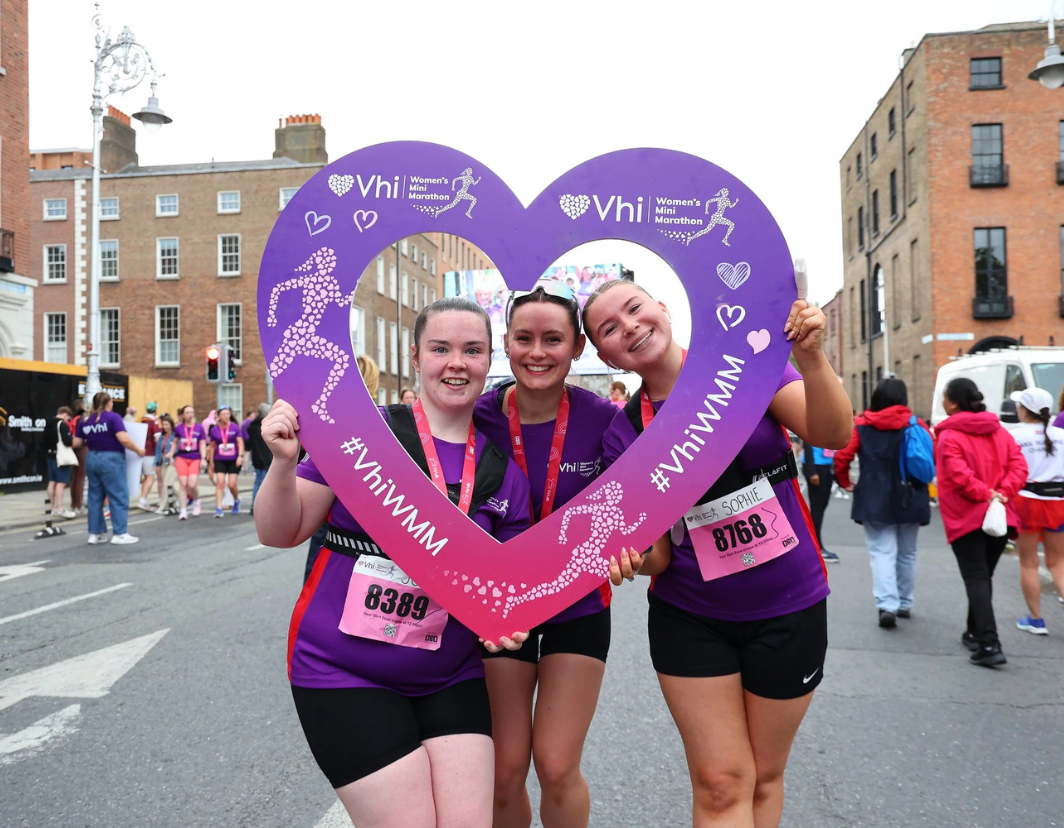 three ladies at the end of the VHI womens mini marathon